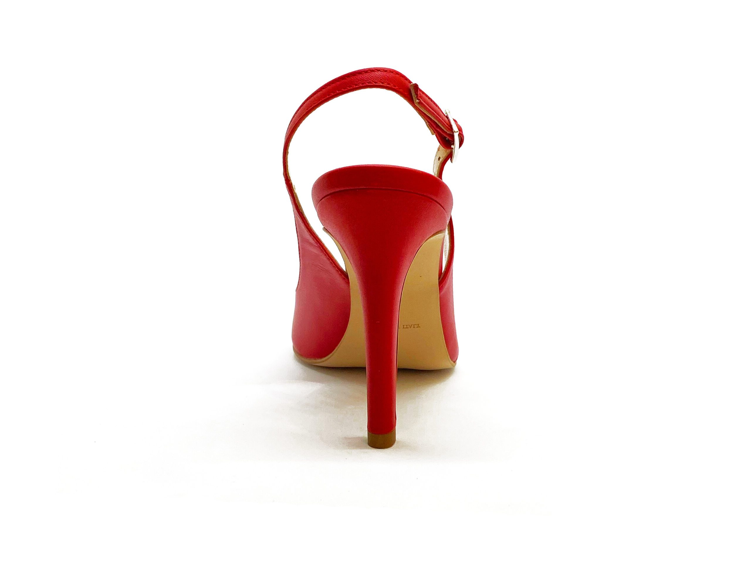 slingback in nappa rossa, tacco 9.5, lato posteriore