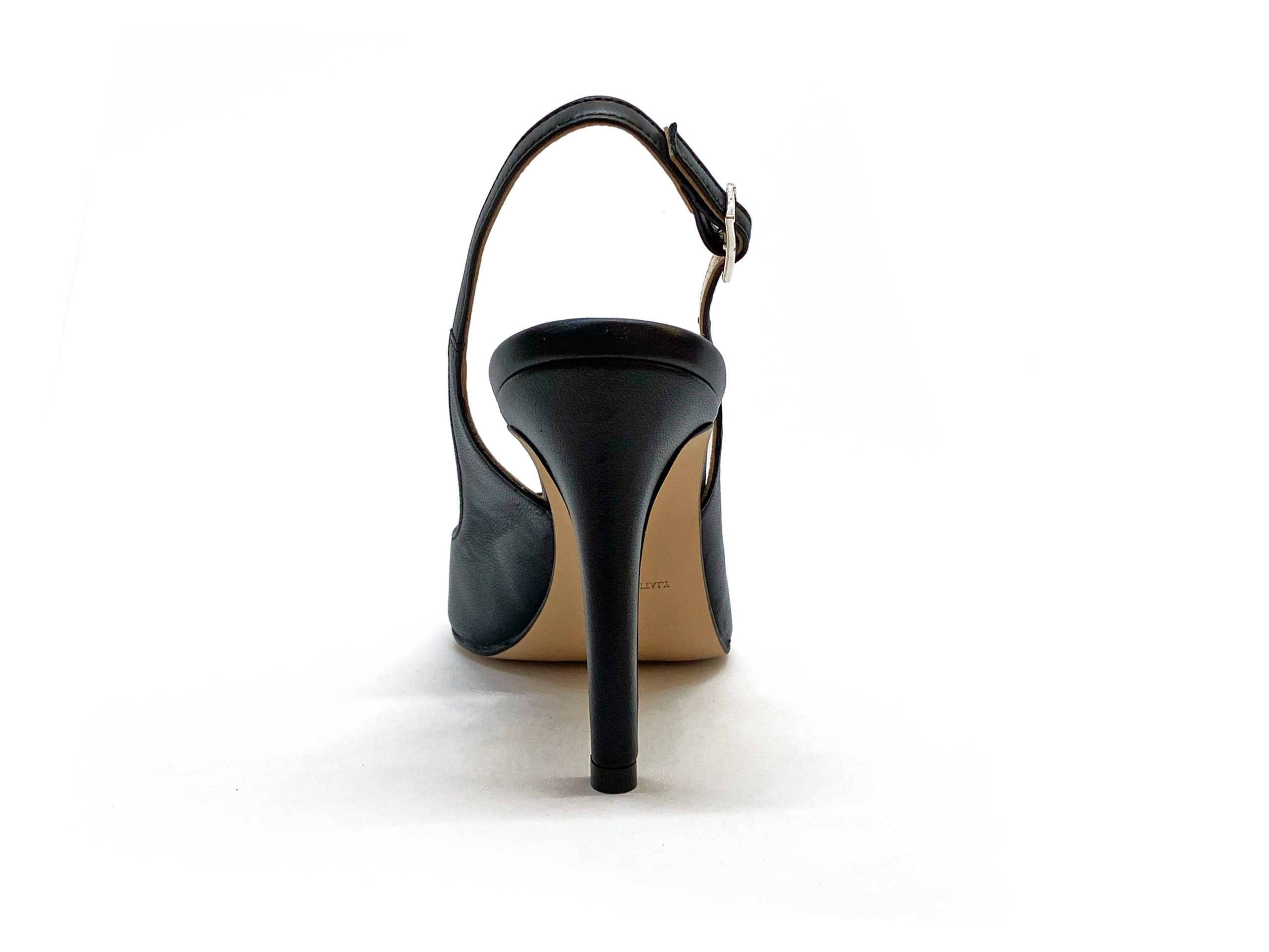 slingback in nappa nera, tacco 9.5, lato posteriore