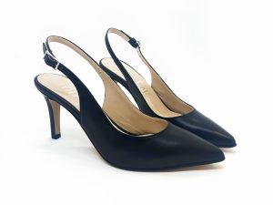 slingback in nappa nera, tacco 7