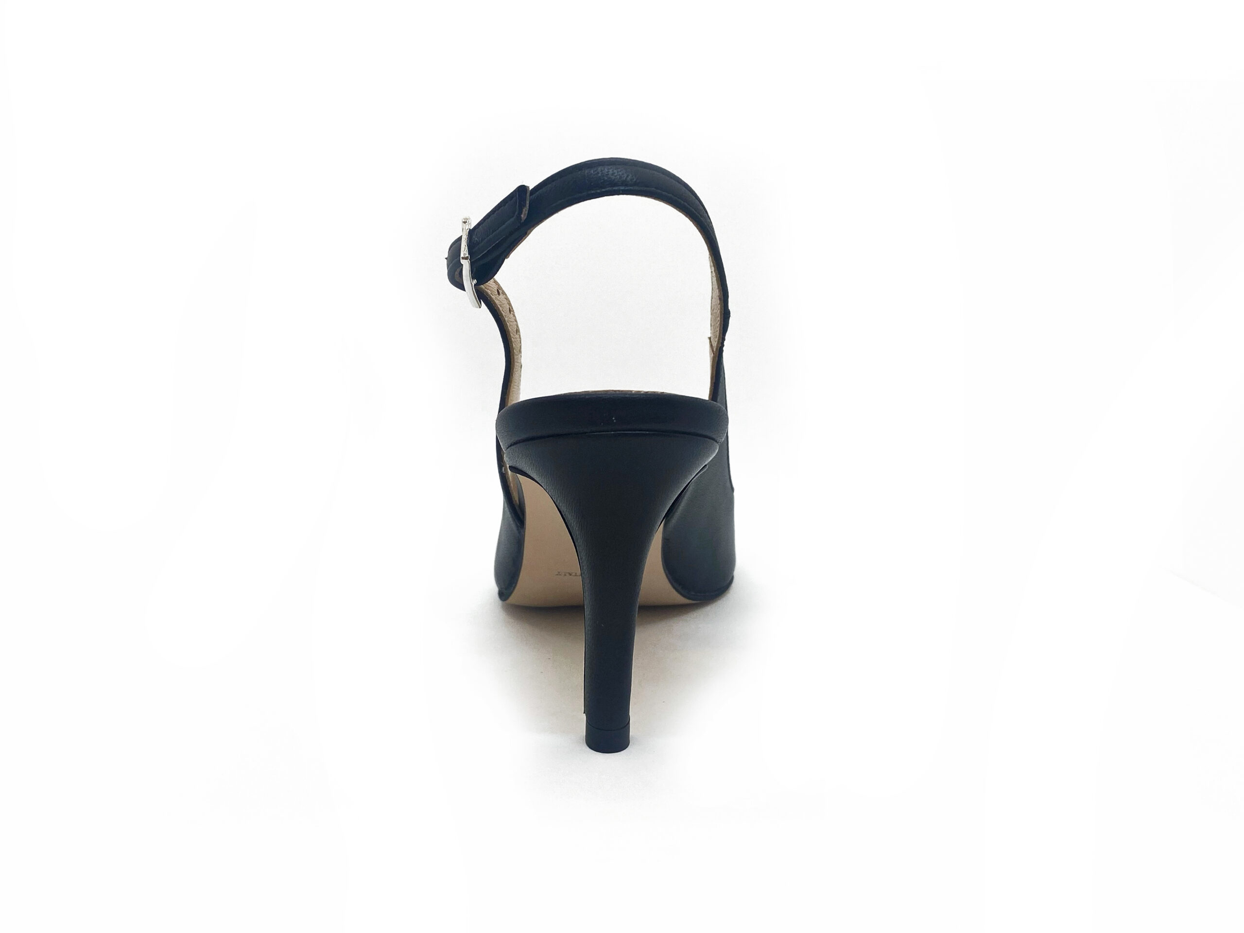 slingback in nappa nera, tacco 7. lato posteriore
