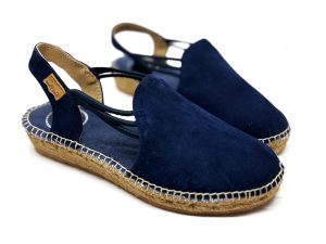 Espadrillas slingback con soletta imbottita in scamosciato blu navy