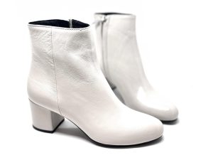 stivaletto in naplak bianco, tacco 5 largo
